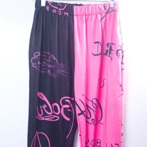 Black and Pink Baggy Joggers Y2K